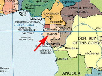 Габон на карте Африки. С сайта thecaravan.ca