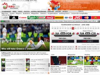 Скриншот с главной страницы сайта euro2008.uefa.com